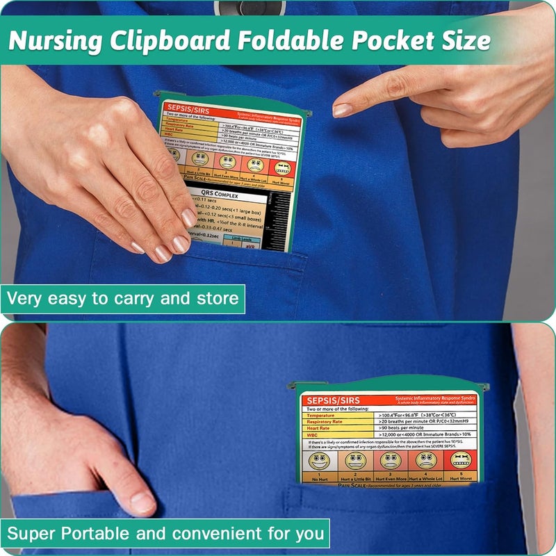 Trustnice Nursing Clipboard Foldable Clipboard Medical: Edition Cheat Sheets Aluminum 3 Layers Foldable Clipboards Nursing Pocket Size Profile Clip Nurse Clipboards Notepad for Nurses Students and Doctors - Image 2